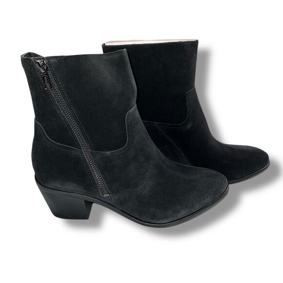 UGG Womens Breeda Suede Ankle Boots Mid Heel Zip Closure Almond Toe Black Sz 9 - Picture 1 of 16